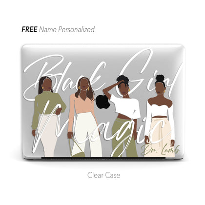 Black Girl Magic illustration, Macbook Clear Case, Personalized Name - MinimalGadget