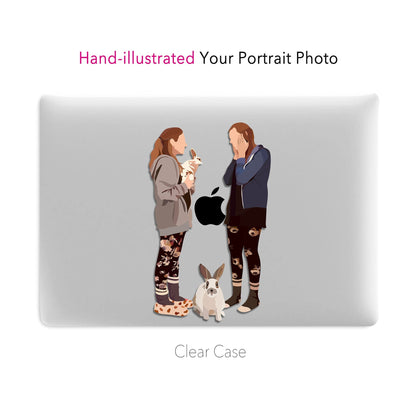 Custom illustrated Portrait, Clear Hard Case, Personalized for Family, Couple - MinimalGadget