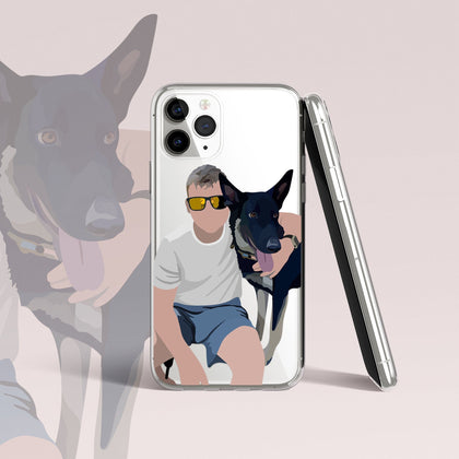 Custom Pet Portrait iPhone Clear Case, Hand illustrated Cover - MinimalGadget