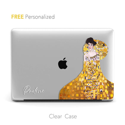 Gustav Klimt inspired Portrait of Gold Woman, Personalized Name, Macbook CLEAR Hard Case - MinimalGadget