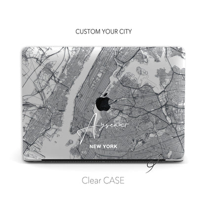 NewYork Map, Clear Macbook Hard Case, Custom Your City Map - MinimalGadget
