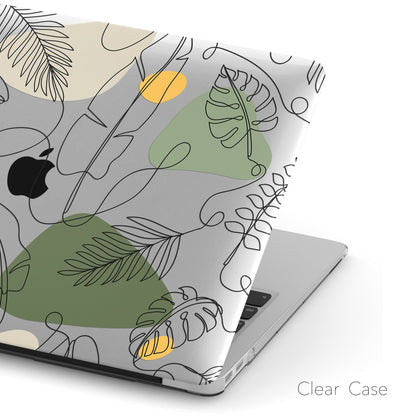 Personalized Abstract Tropical Plants, Macbook Clear Case, Custom Name Aesthetic Case - MinimalGadget