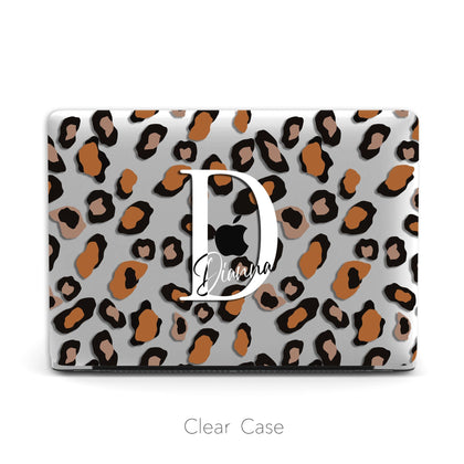 Personalized Clear Macbook Case Hard Cover, Leopard print Custom name - MinimalGadget