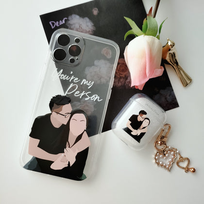 Personalized Hand illustrated Portrait iPhone Clear Case for Family, Couple - MinimalGadget