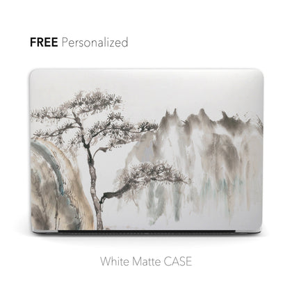Personalized Oriental Ink Watercolor Pine Tree Mountain Landscape Macbook Matte CASE - MinimalGadget