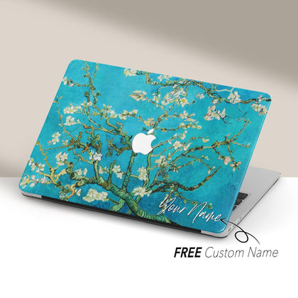 Personalized Van Gogh Macbook Hard Cover, Almond Blossom, Custom Name - MinimalGadget