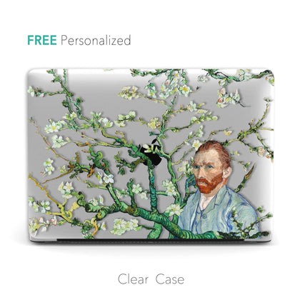 Van Gogh inspired Almond Blossom, Personalized Name Macbook CLEAR Hard Case - MinimalGadget