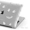Abstract White Feathers, Clear Macbook Hard Case, Custom name