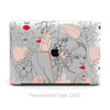 Abstract Woman Face, Macbook Clear Case , Line Art flowers leaves