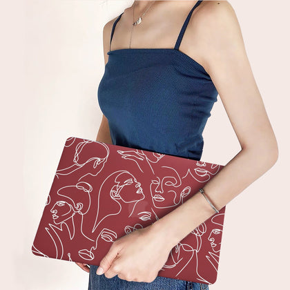 Abstract Woman Face, Macbook Matte Case, Custom Name, One line Art - MinimalGadget