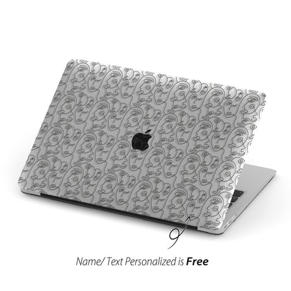 Abstract Women Face Line, Clear Macbook Hard Case,Personalized Name - MinimalGadget