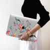 Aesthetic blue Birds and red Flowers, Macbook Clear Hard Case, Aesthetic Personalized Name