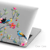 Aesthetic blue Birds and red Flowers, Macbook Clear Hard Case, Aesthetic Personalized Name