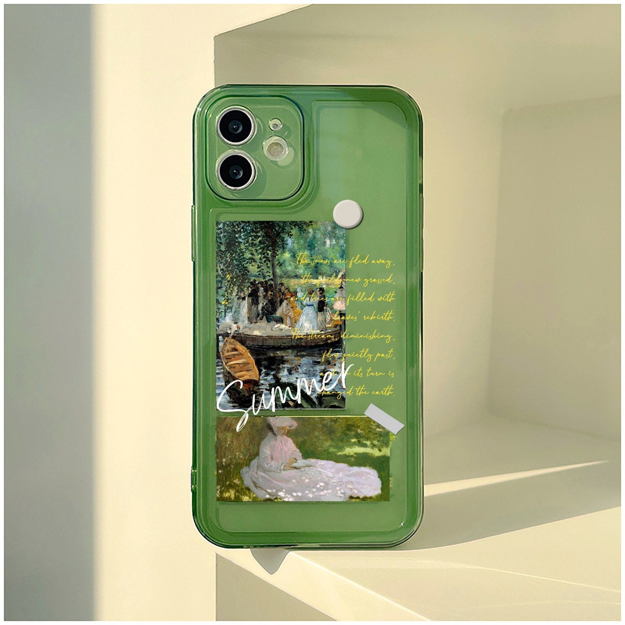 Aesthetic Summer Painting Phone Green Clear Case - MinimalGadget Aesthetic Summer Painting Phone Green Clear Case - MinimalGadget
