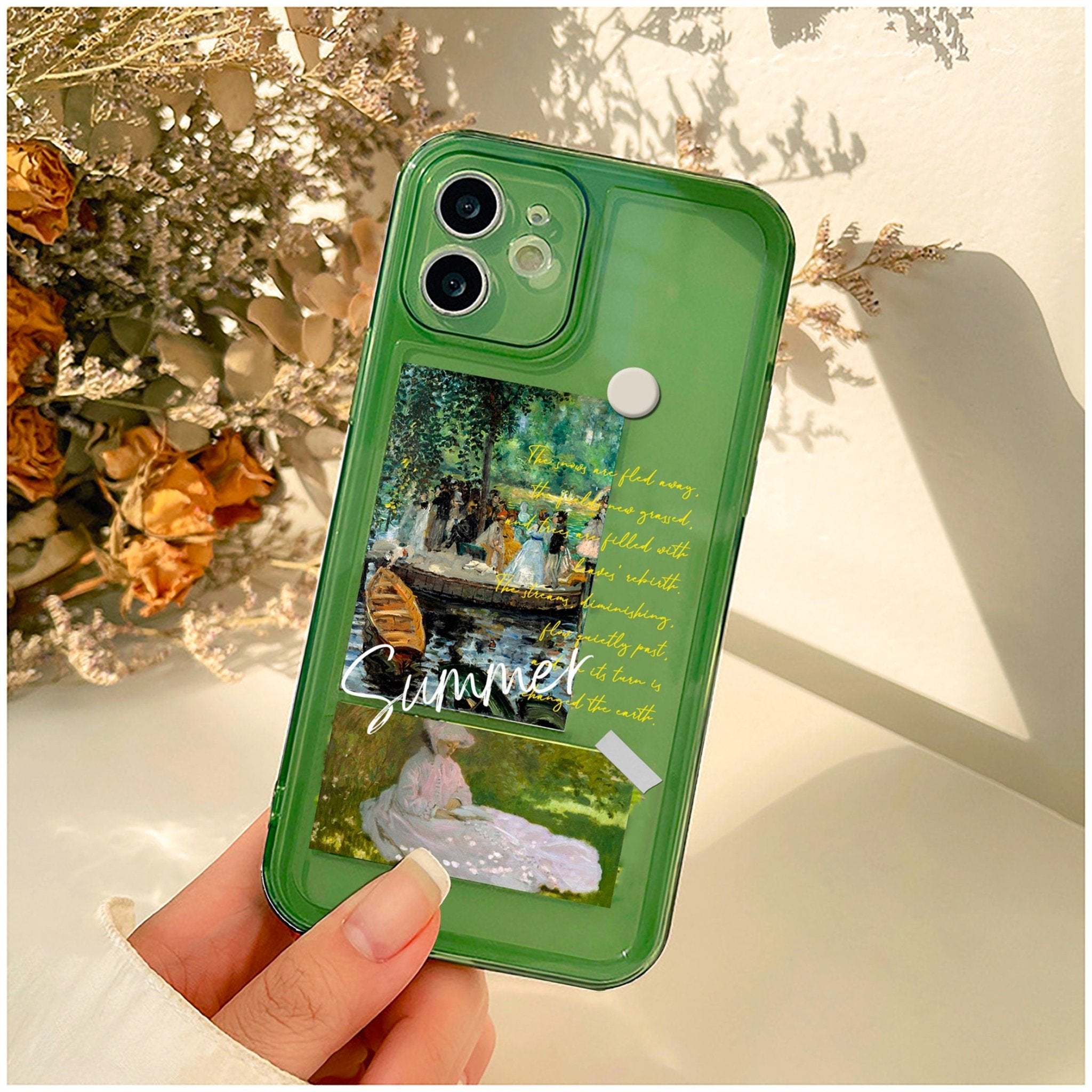 Aesthetic Summer Painting Phone Green Clear Case - MinimalGadget Aesthetic Summer Painting Phone Green Clear Case - MinimalGadget