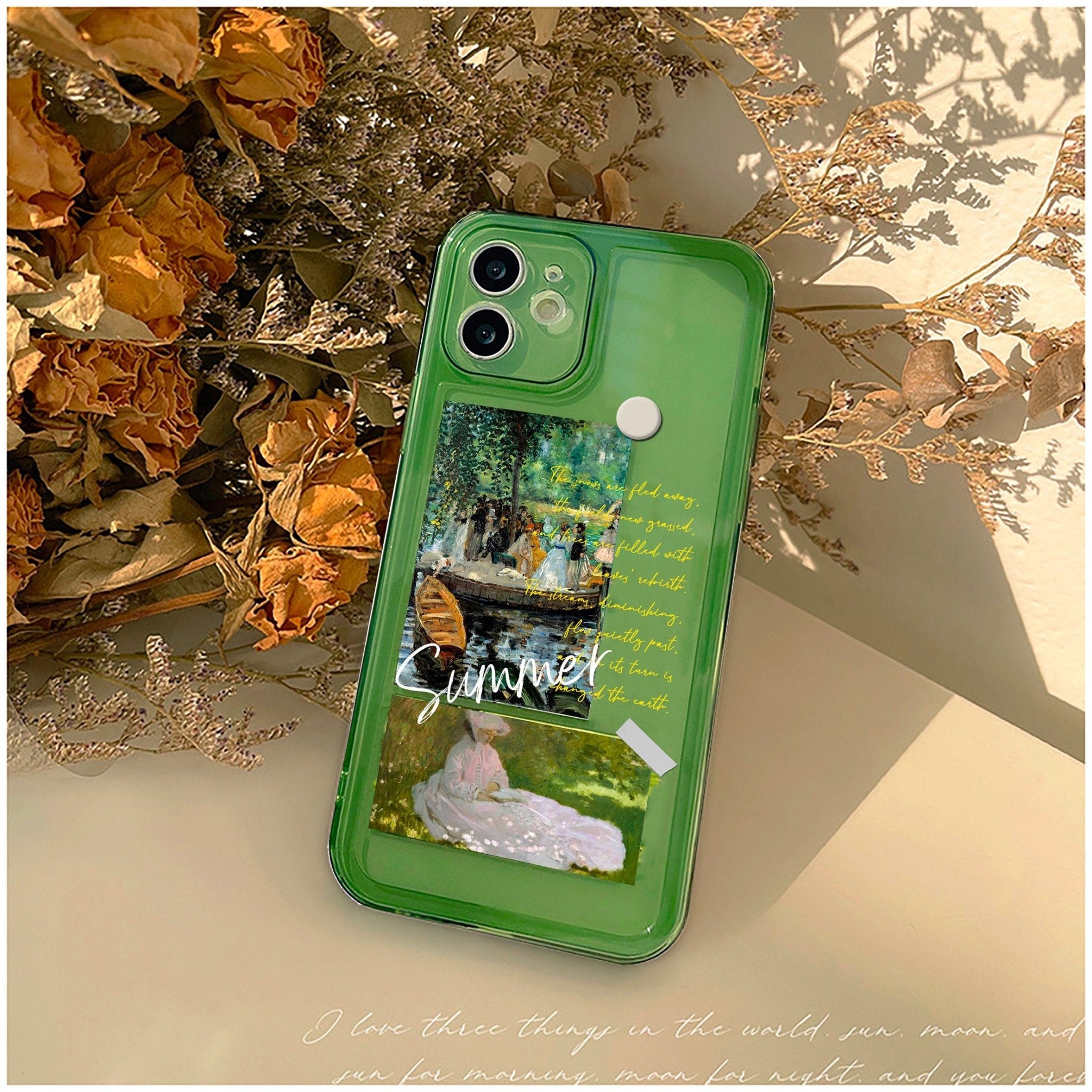 Aesthetic Green Clear Case Aesthetic Summer Painting Phone Green