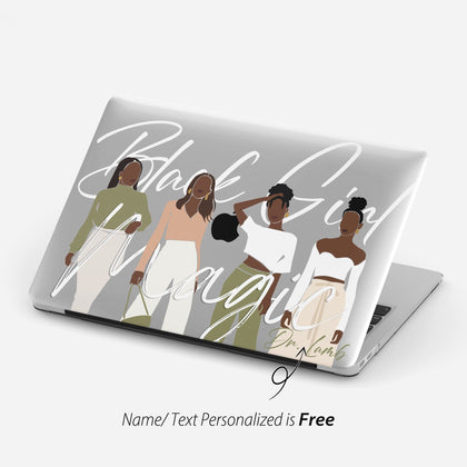 Black Girl Magic illustration, Macbook Clear Case, Personalized Name - MinimalGadget