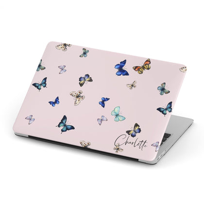 Butterfly Pink Macbook Hard Cover, Custom name - MinimalGadget