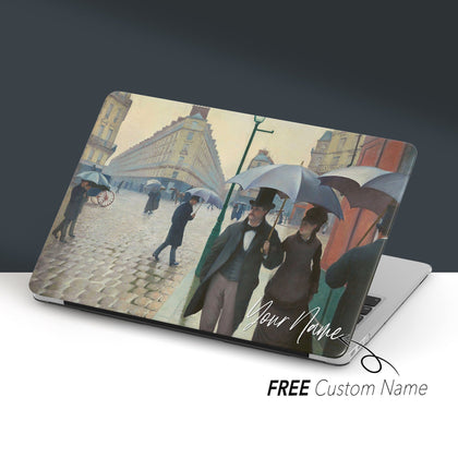 Caillebotte Painting, Rue de Paris, Macbook Case Personalized Hard Cover - MinimalGadget