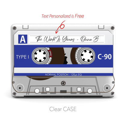 CLEAR Audio Cassette illustration Macbook Case, Personalized Name Case - MinimalGadget