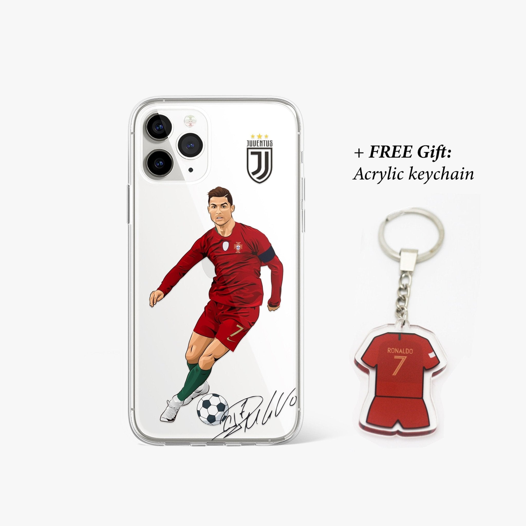 Cristiano Ronaldo Clear Phone Case with Keychain Cristiano Ronaldo Clear Phone Case with Keychain
