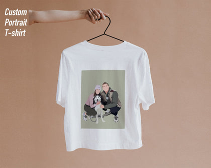 Custom Couple T-shirt, Custom Portrait Illustration, Art painting t-shirt - MinimalGadget