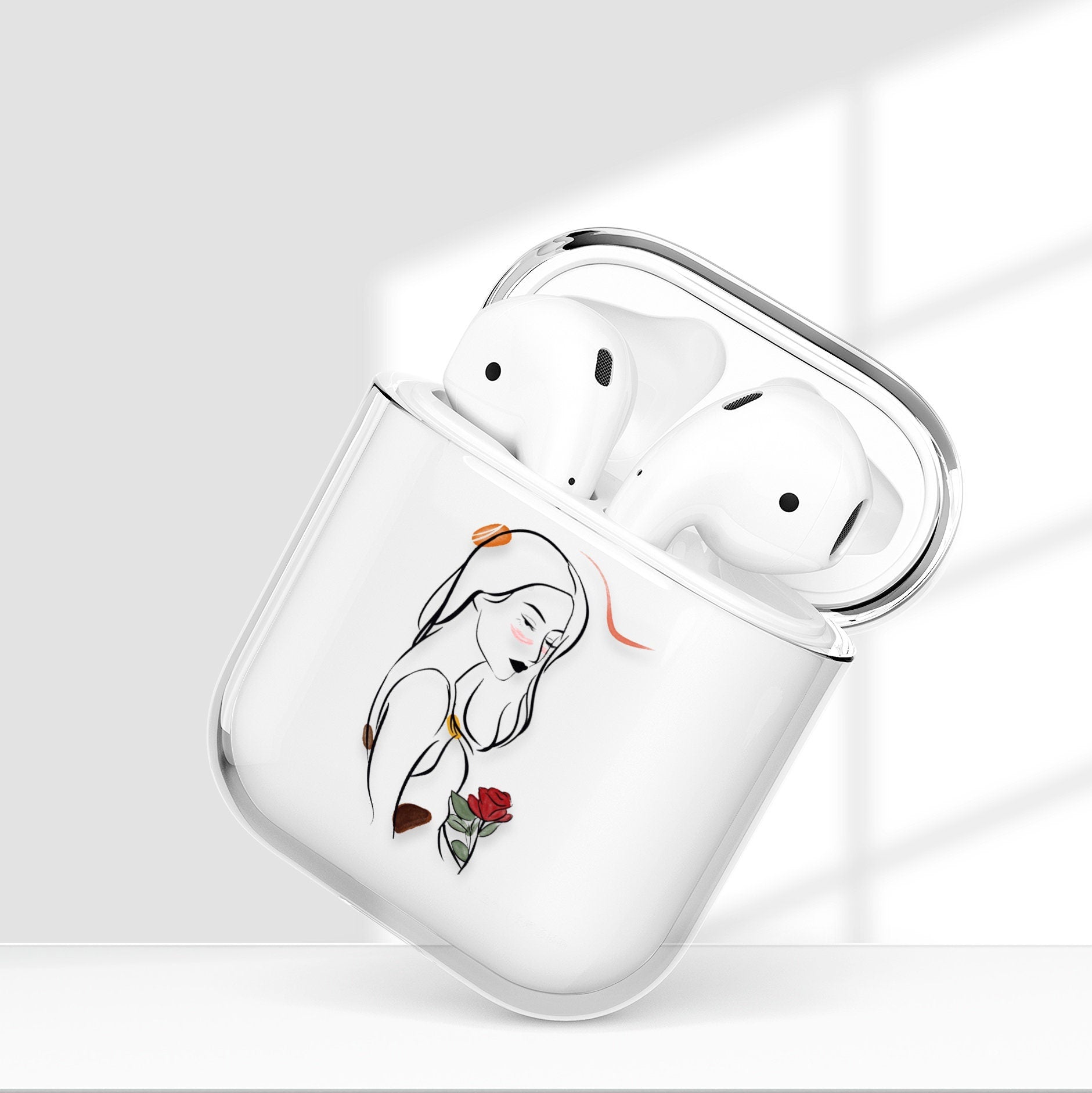 CUSTOM illustrated Portrait AirPods Case, hand drawing Minimalist Line, for Family Couple Friend