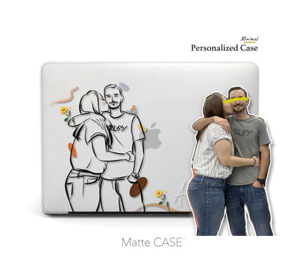CUSTOM illustrated Portrait, Minimalist Line Macbook Hard Case - MinimalGadget