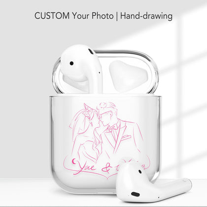 CUSTOM Line drawing Portrait AirPods Case, for Family, Couple Wedding, Friend - MinimalGadget