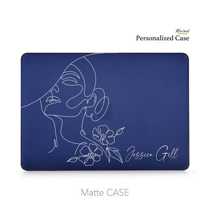 Custom NAME Abstract Portrait, Macbook Matte Case, One line Art - MinimalGadget