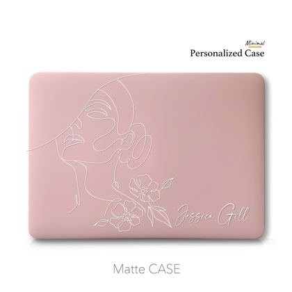 Custom NAME Abstract Portrait, Macbook Matte Case, One line Art - MinimalGadget