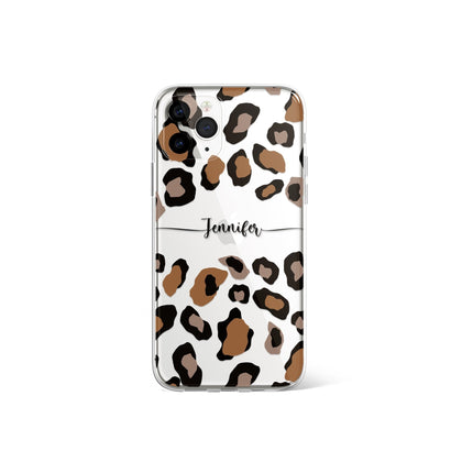 Custom Name Leopard Fashion Phone Clear Case - MinimalGadget