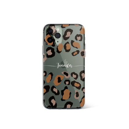 Custom Name Leopard Fashion Phone Clear Case - MinimalGadget