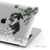 Custom Oriental Ink Watercolor Dog Cat Portrait, Macbook CLEAR CASE, Monochrome Landscape