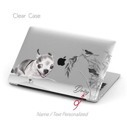 Custom Oriental Ink Watercolor Dog Cat Portrait, Macbook CLEAR CASE, Monochrome Landscape - MinimalGadget