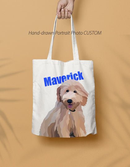 Custom Pet Portrait Canvas Tote Bag for your Dog Cat gift - MinimalGadget