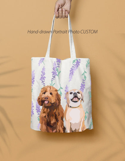 Custom Pet Portrait Canvas Tote Bag for your Dog Cat gift - MinimalGadget