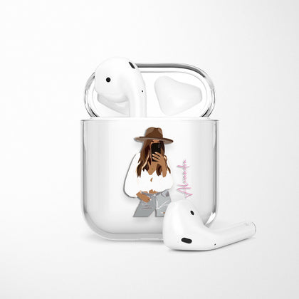 CUSTOM Portrait AirPods Case, Custom No-Facial Portrait Illustration - MinimalGadget