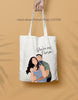 Custom Portrait Photo Canvas Tote Bag  for Family, Couple, boyfriend gift