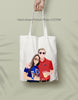 Custom Portrait Photo Canvas Tote Bag  for Family, Couple, boyfriend gift