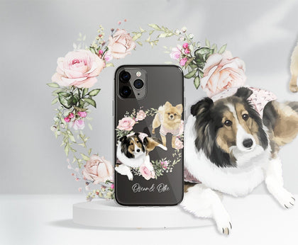 CUSTOM Watercolor Pet iPhone Clear Case, Hand drawn with Floral - MinimalGadget