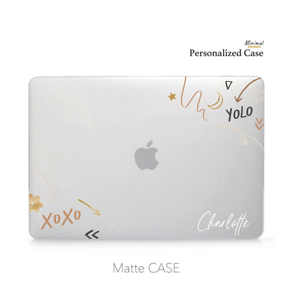 Cute Doodle XOXO Macbook Clear Case, Matte Case - MinimalGadget