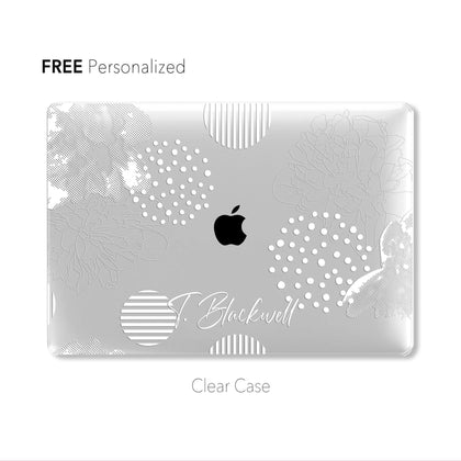 Geometric Beige Flower, Personalized Name Macbook Clear Case - MinimalGadget