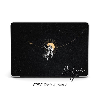 Gold Moon Angel with Starry sky, Macbook Hard Cover - MinimalGadget