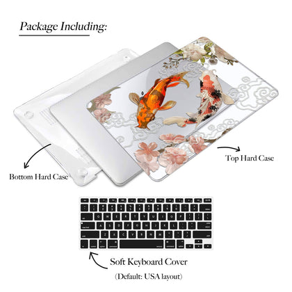 Japanese Style Koi Macbook Clear Case, Black Matte Case - MinimalGadget