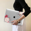 Personalized Aesthetic Red Floral Macbook Clear Case, Custom Name