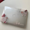 Personalized Aesthetic Red Floral Macbook Clear Case, Custom Name