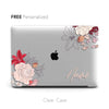 Personalized Aesthetic Red Floral Macbook Clear Case, Custom Name