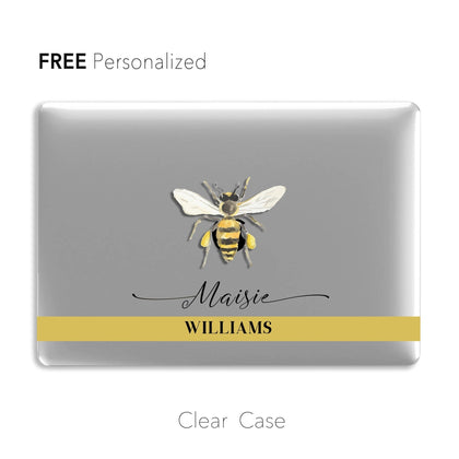Personalized Bee, Clear Hard Case, Custom Name Macbook Case - MinimalGadget