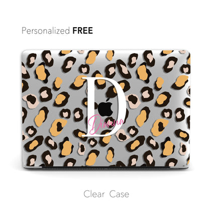 Personalized Clear Macbook Case Hard Cover, Leopard print Custom name - MinimalGadget